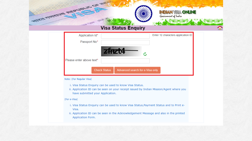 Indian Visa Status Check