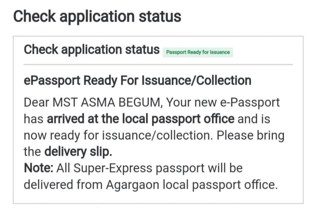 Passport Ready for Issuance